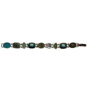 Vintage Liz Claiborne Silver Tone Enamel Resin Link Bracelet
